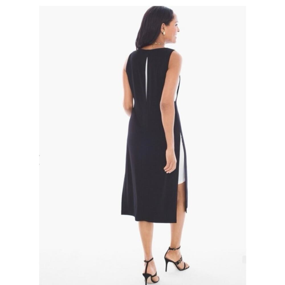 Minimalist Lagenlook Quiet Luxury Chico's Dress B/W Women's 0 Sleeveless Dress - Picture 2 of 6